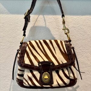 Coach Vintage Legacy Zebra Shoulder Purse Hobo Bag Rare Haircalf